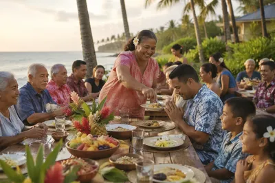 Tropical Community Meal in Coastal Garden