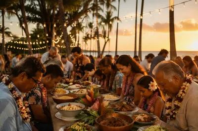 Tropical Community Feast at Sunset