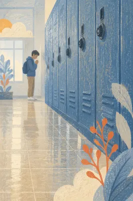 Student Praying by School Lockers