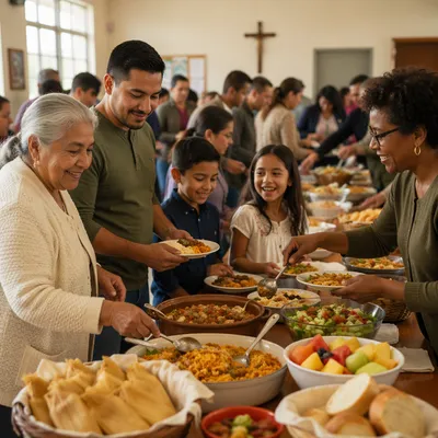 Community Potluck in Bright Fellowship Hall