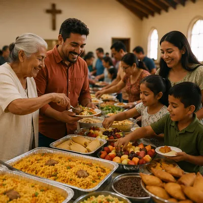 Hispanic Family Potluck in Fellowship Hall