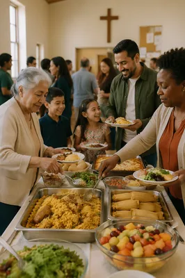 Community Potluck in Bright Fellowship Hall