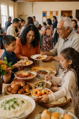 Community Potluck Gathering in Bright Parish Hall