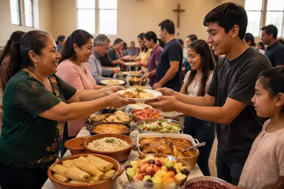 Community Potluck in Bright Fellowship Hall