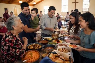 Community Potluck in Bright Fellowship Hall