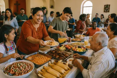 Church Fellowship Hall Community Potluck Gathering