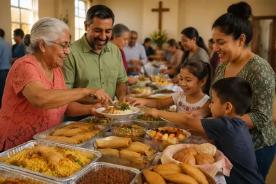Hispanic Community Potluck in Fellowship Hall