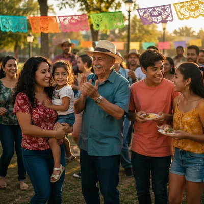 Joyful Hispanic Community Festival at Sunset