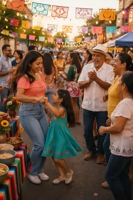 Joyful Hispanic Street Festival at Sunset