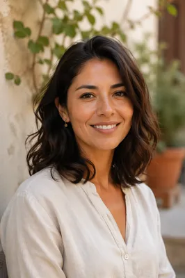 Warm Smiling Latina Woman Outdoor Portrait