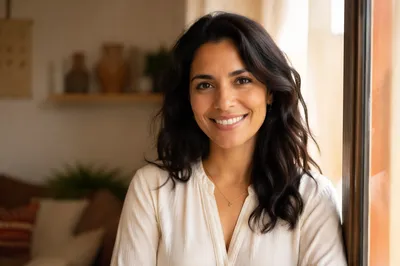 Warm Smiling Latina Woman by Window