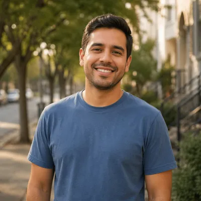 Friendly Latino Man on Residential Street
