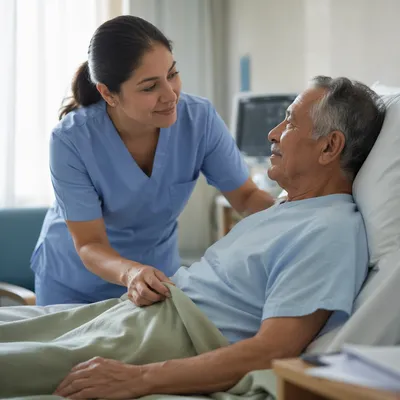 Compassionate Nurse Assisting Elderly Patient