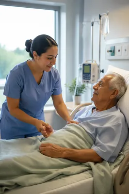 Compassionate Nurse Reassuring Elderly Patient