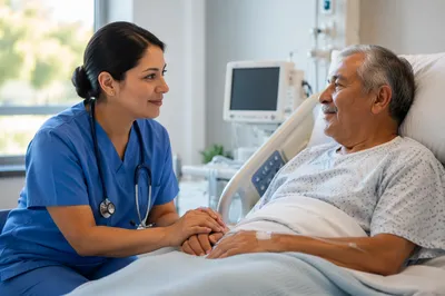 Compassionate Nurse Holding Elderly Patient Hand
