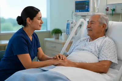 Compassionate Nurse Comforting Elderly Patient