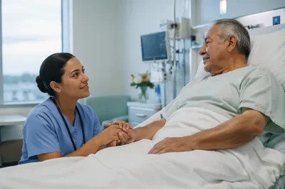 Compassionate Nurse Comforting Elderly Patient