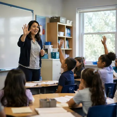 Teacher Leading Engaged Classroom Discussion