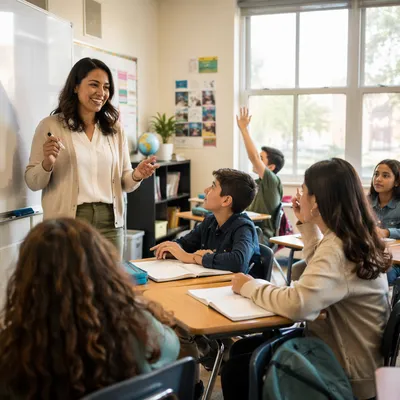 Teacher Leading Engaged Classroom Discussion
