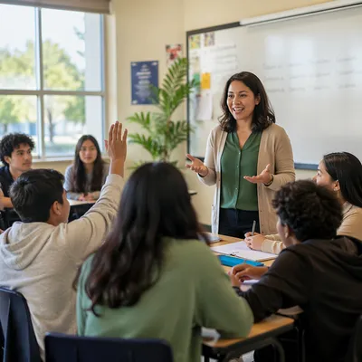 Teacher Leading Engaged Classroom Discussion