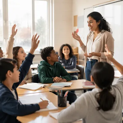 Teacher Leading Engaged Classroom Discussion