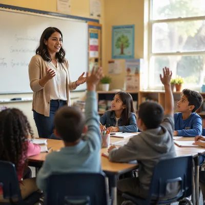 Teacher Leading Engaged Classroom Discussion