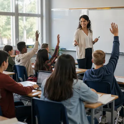 Teacher Leading Engaged Classroom Discussion