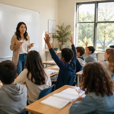 Teacher Leading Engaged Classroom Discussion