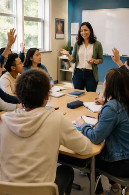 Teacher Leading Engaged High School Classroom