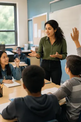 Engaged Classroom with Teacher and Students
