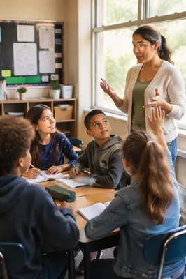 Teacher Leading Engaged Classroom Discussion
