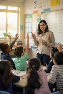 Teacher Leading Engaged Classroom Discussion