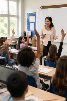 Teacher Leading Engaged Classroom Discussion