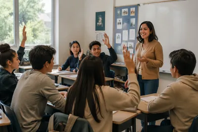 Teacher Leading Engaged Classroom Discussion