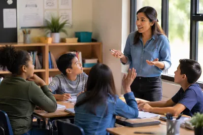 Teacher Leading Engaged Classroom Discussion