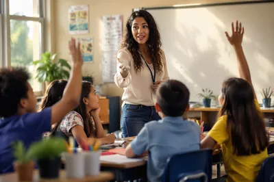 Teacher Leading Engaged Classroom Discussion