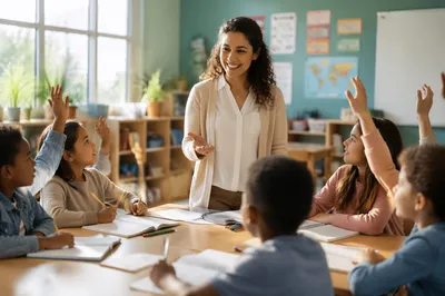 Teacher Leading Discussion in Bright Classroom