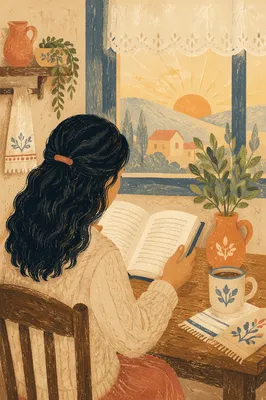 Hispanic Woman Reading Bible in Morning Light