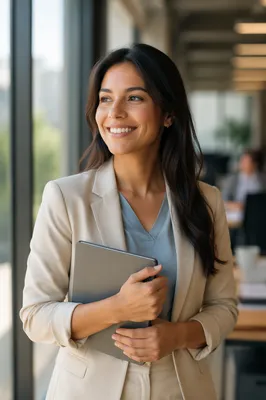 Young Professional Smiling in Modern Office