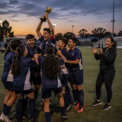 Youth Soccer Team Celebrating Victory