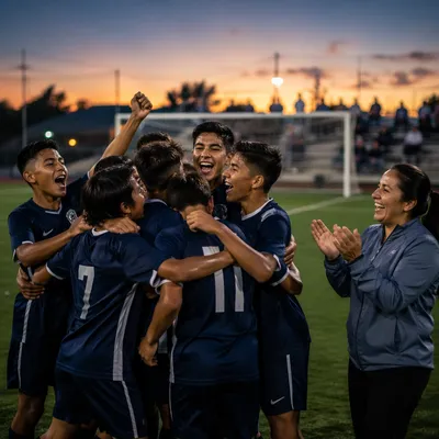 Hispanic Youth Soccer Team Victory Celebration