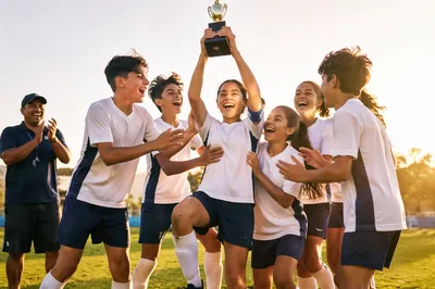 Youth Soccer Team Celebrating Victory
