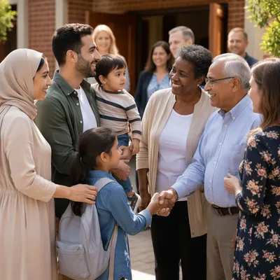 Family Welcomed Outside Neighborhood Church