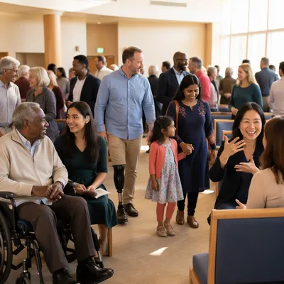 Inclusive Church Gathering in Morning Light