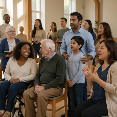 Inclusive Congregation Gathered in Church Hall