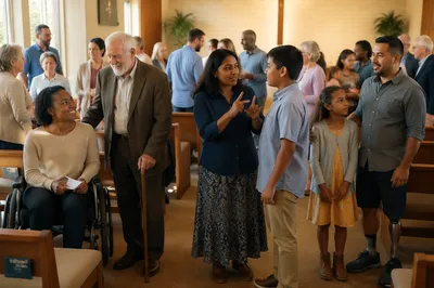 Inclusive Congregation in Bright Contemporary Chapel