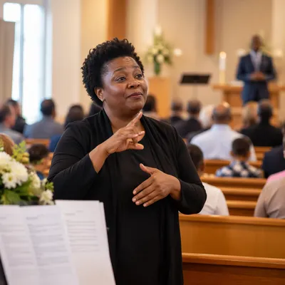 Sign Language Interpreter in Church Sanctuary