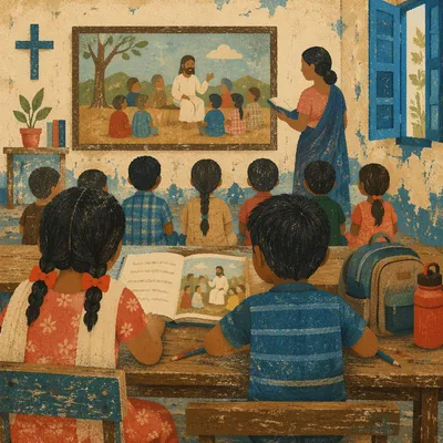 Indian Children in Sunday School Lesson
