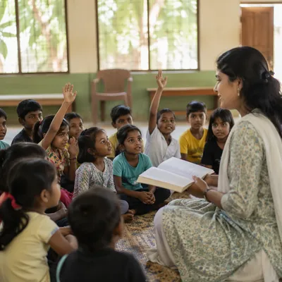 Indian Children Listening to Bible Stories