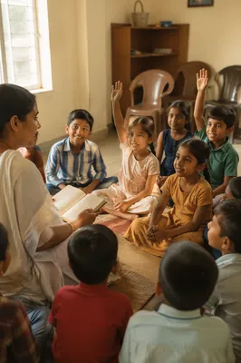 Indian Children Listening in Sunday School